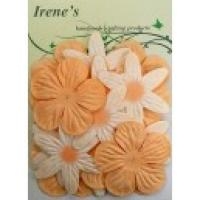 Foliart Irenes bloemen zacht-oranje/wit - 20 stuks