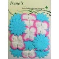 Foliart Irenes bloemen blauw/roze/wit - 20 stuks