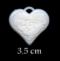 Acryl hanger wit hart 3.5cm - per stuk