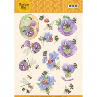 CD11337 Jeanines Art - Buzzing Bees - Purple Flowers
