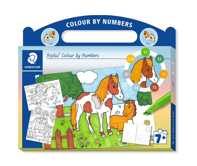 Steadtler - Triplus mixed set colour by numbers Horses