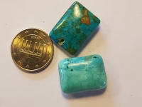 Blauw-groene, rechthoekige, kraal, natuursteen, 18x13x4.5 mm
