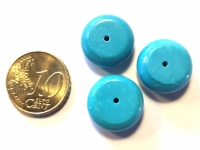 Blauwe platte ronde kraal, natuursteen, 14x14x5 mm