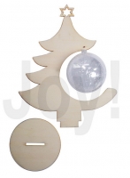 Joy! Crafts Houten kerstboom 25 cm met transparante bal 8 cm