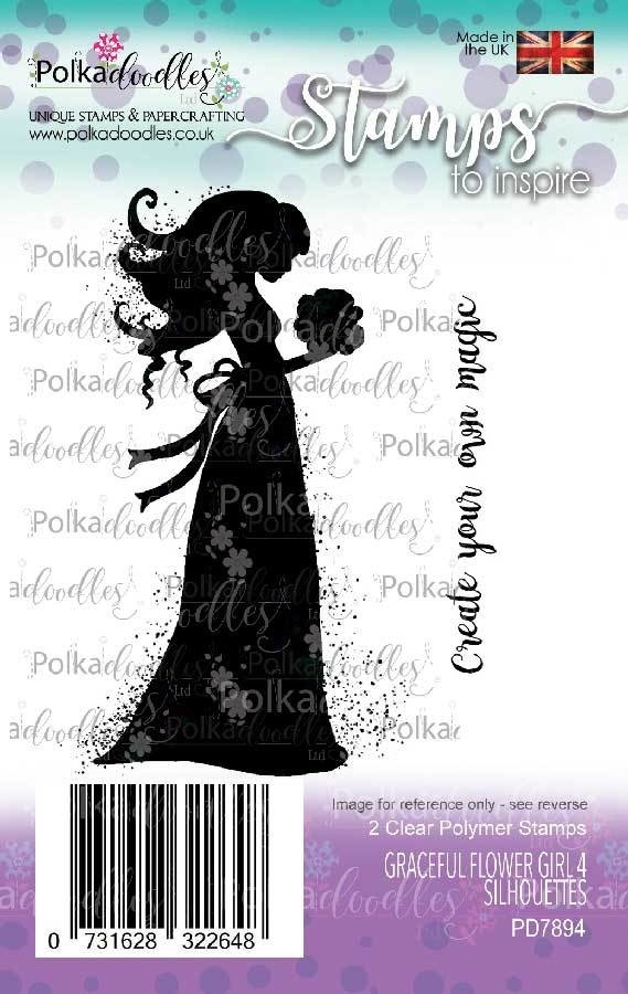 PD7894 Polkadoodles stamp Graceful Flower Girl 4 Silhouettes
