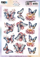 SB10998 3D Push out Sheet - Berries Beauties - Flutter Flair - Pink Flutters