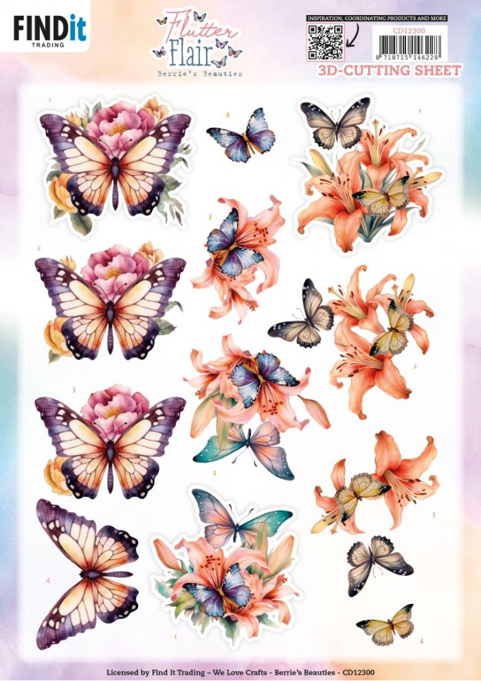 CD12300  Berries Beauties - Flutter Flair - Orange Flutters