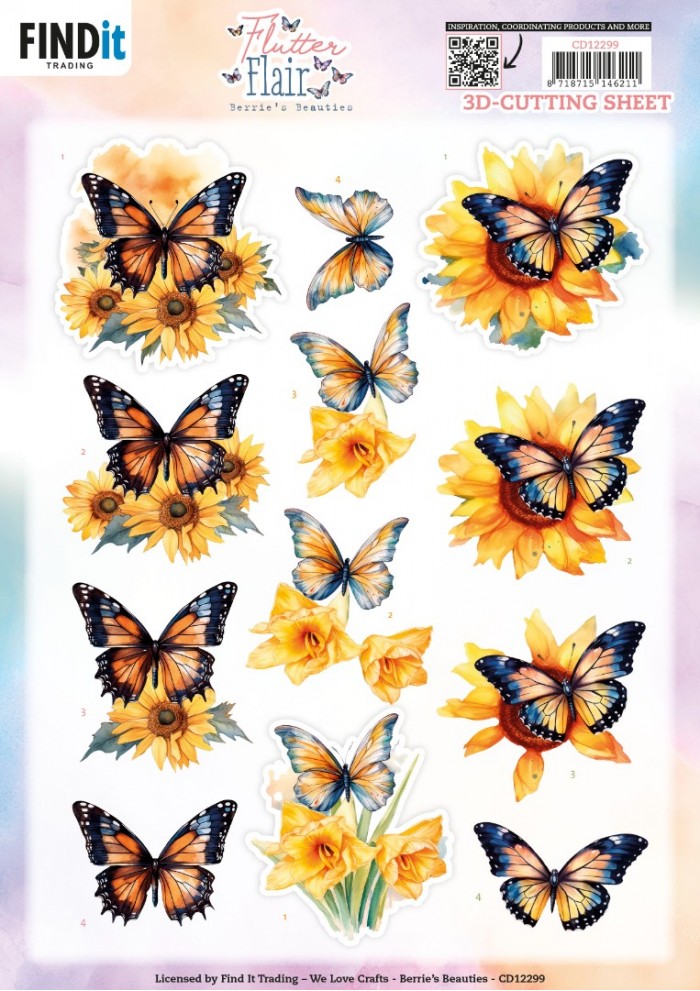 CD12299  Berries Beauties - Flutter Flair - Yellow Flutters