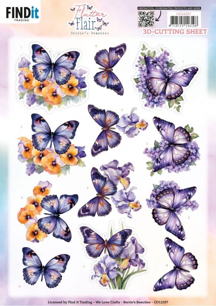 CD12297  Berries Beauties - Flutter Flair - Purple Flutters