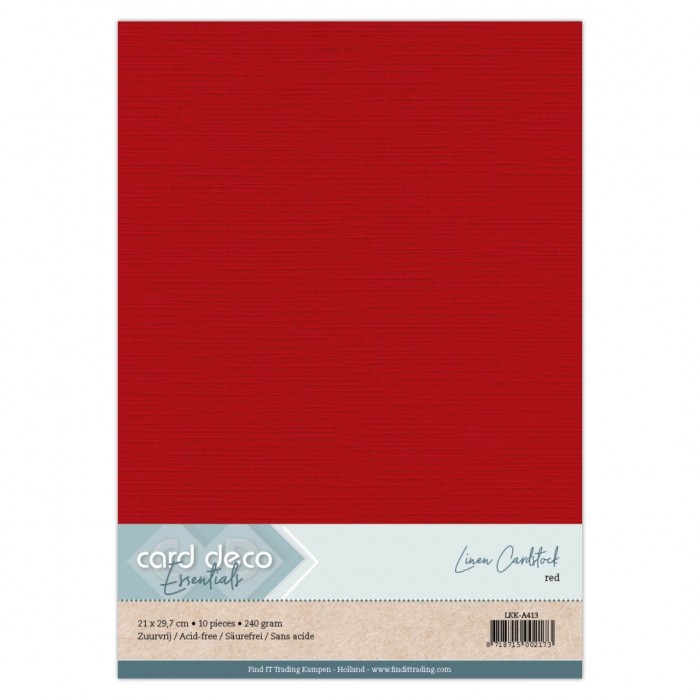 LKK-A513 #13 Card Deco Linnenkarton - 10 vel - A5 - Rood / red