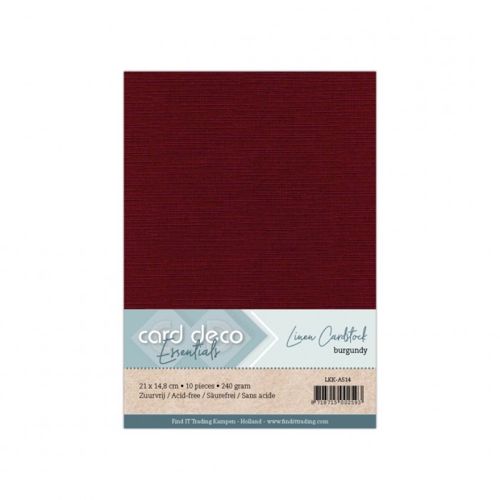 LKK-A514 #14 Card Deco Linnenkarton - 10 vel - A5 - bordeaux / burgundy