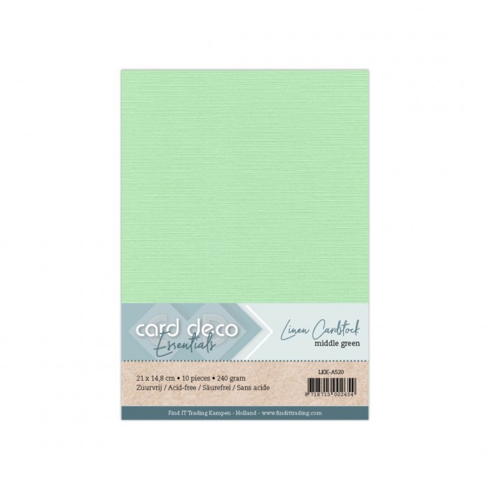 LKK-A520 #20 Card Deco Linnenkarton - 10 vel - A5 - Middengroen / middle green