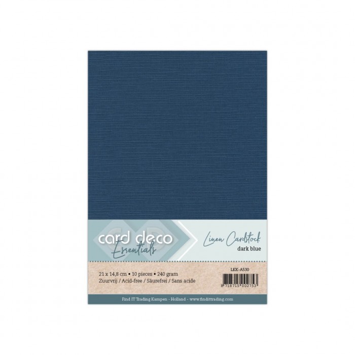 LKK-A530 #30 Card Deco Linnenkarton - 10 vel - A5 - Donkerblauw / dark blue