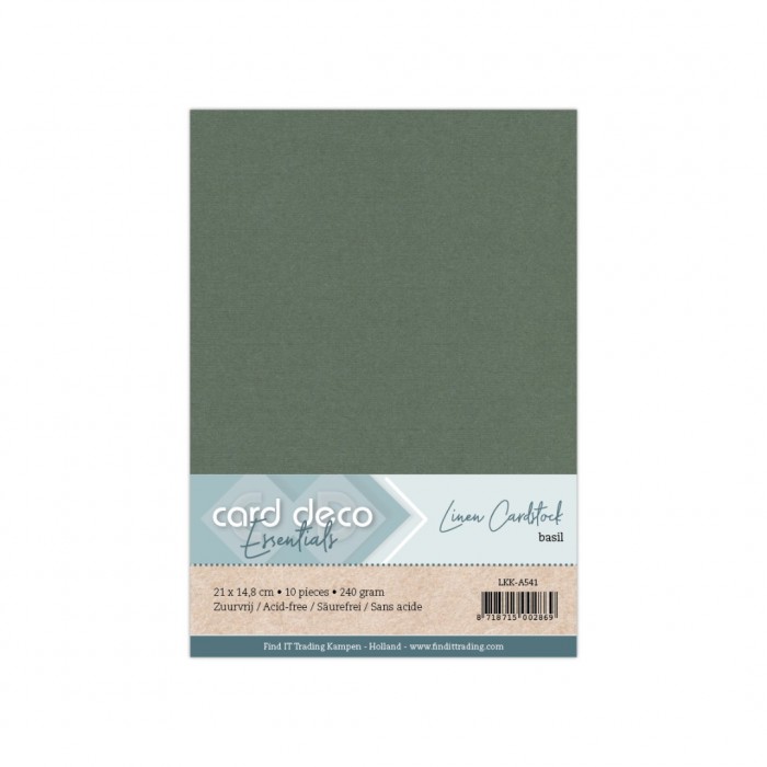 LKK-A541 #41 Card Deco Linnenkarton - 10 vel - A5 - Basilicum / basil