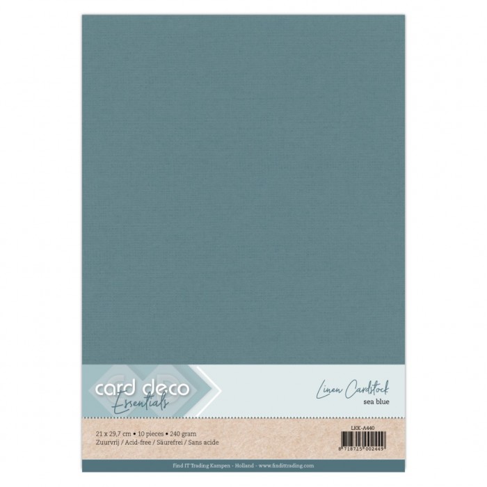 #40 Card Deco Linnenkarton A4 Zeeblauw / Sea Blue