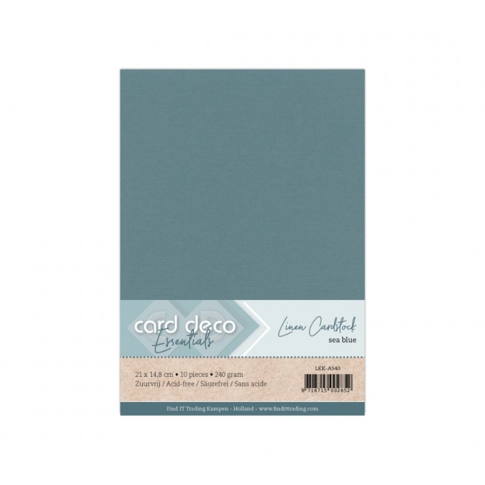 LKK-A540 #40 Card Deco Linnenkarton - 10 vel - A5 - Zeeblauw / Sea Blue
