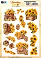 CD12353 - 3D Cutting Sheet - Berries Beauties - Blooming sun - Sunflower Wagon