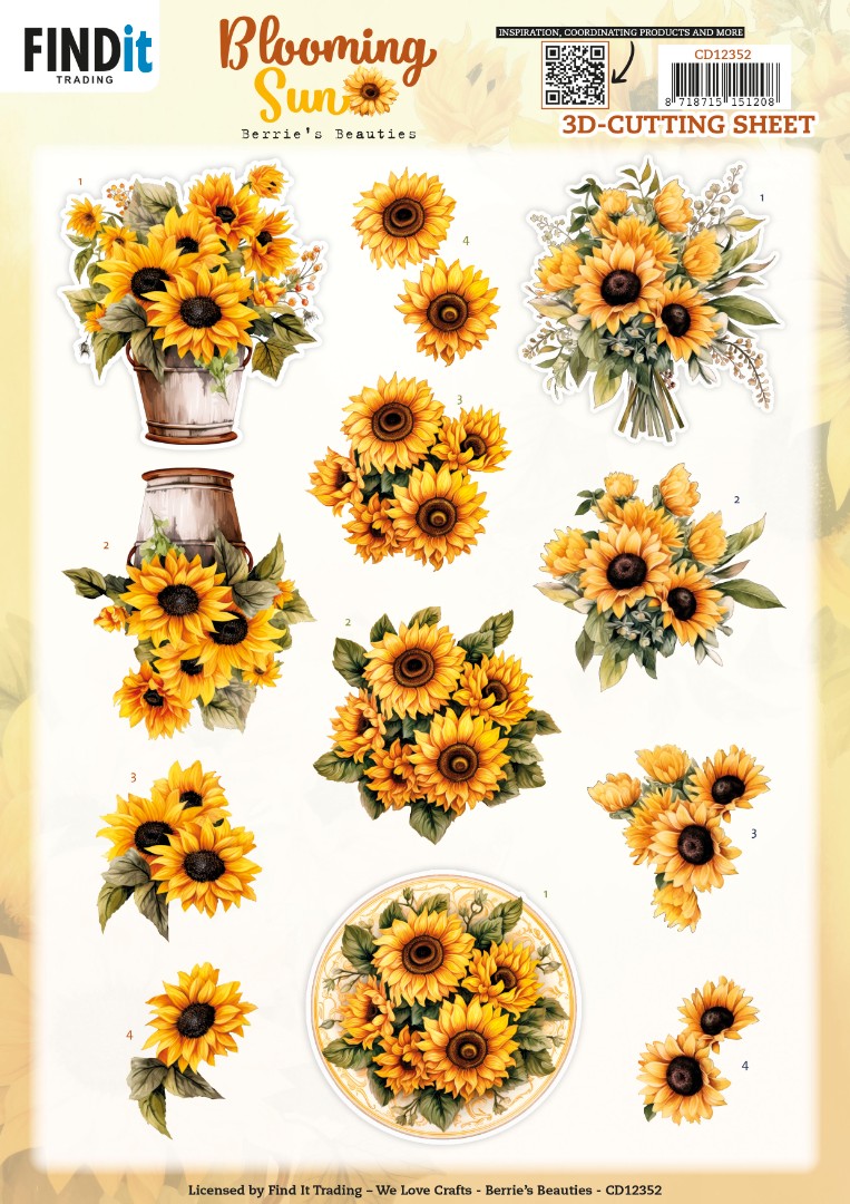 CD12352 - 3D Cutting Sheet - Berries Beauties - Blooming sun - Golden Glow