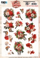 3D Cutting Sheet - Yvonne Ceations - Floral Christmas- Floral Vase
