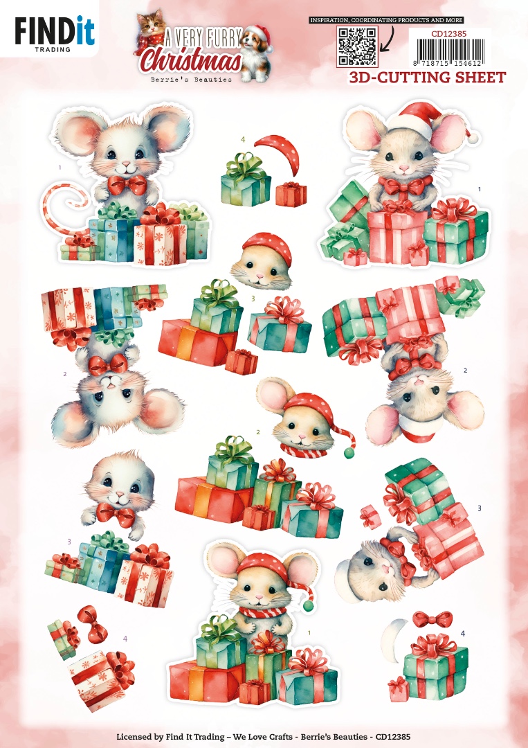 3D Cutting Sheet - Berries Beauties - A Very Furry Christmas - Mouse