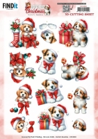 3D Cutting Sheet - Berries Beauties - A Very Furry Christmas - Puppy