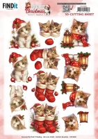 3D Cutting Sheet - Berries Beauties - A Very Furry Christmas - Kitten