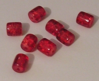 Crackle tonnetje rood 7x8mm 