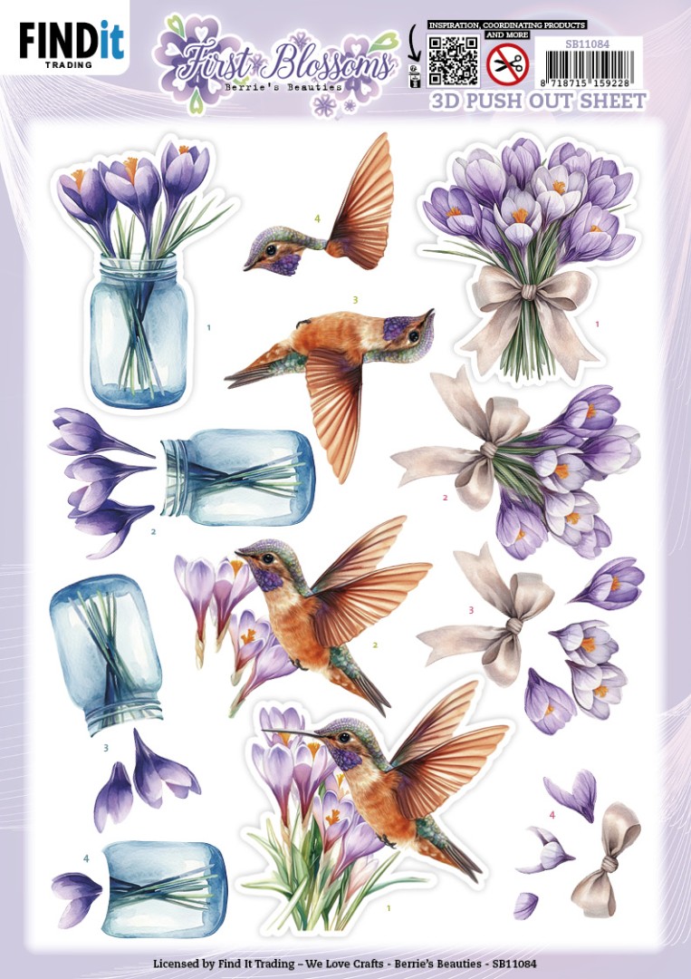 SB11084 - 3D Pushout Sheet - Berries Beauties - First Blossoms - Flutter Bloom