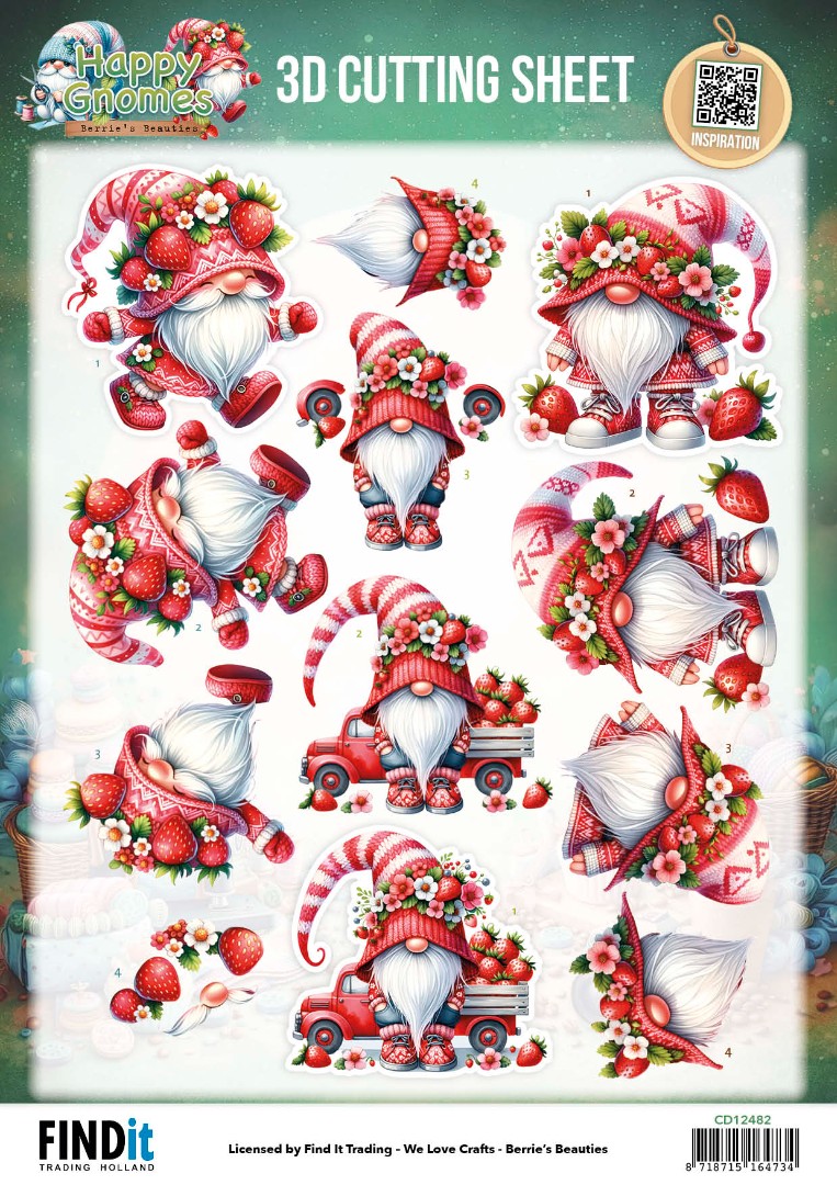 CD12482 3D Cutting Sheet - Berries Beauties - Happy Gnomes - Berry Cute