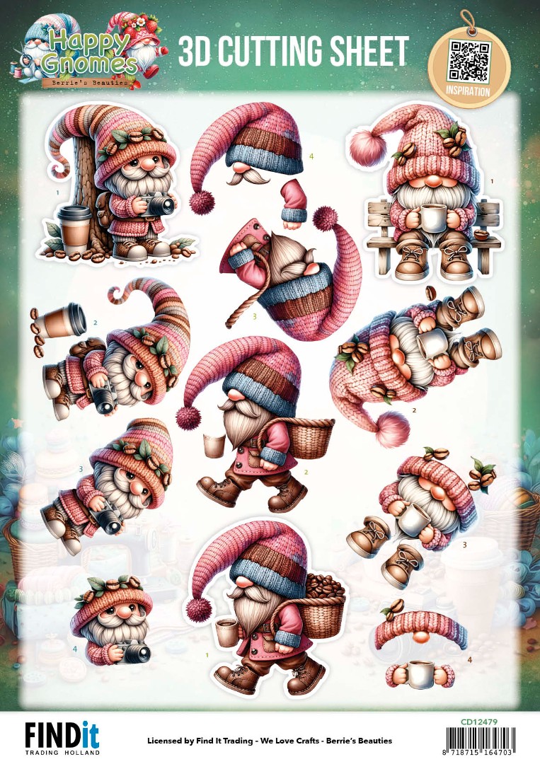 CD12479 3D Cutting Sheet - Berries Beauties - Happy Gnomes - Coffee & Clicks