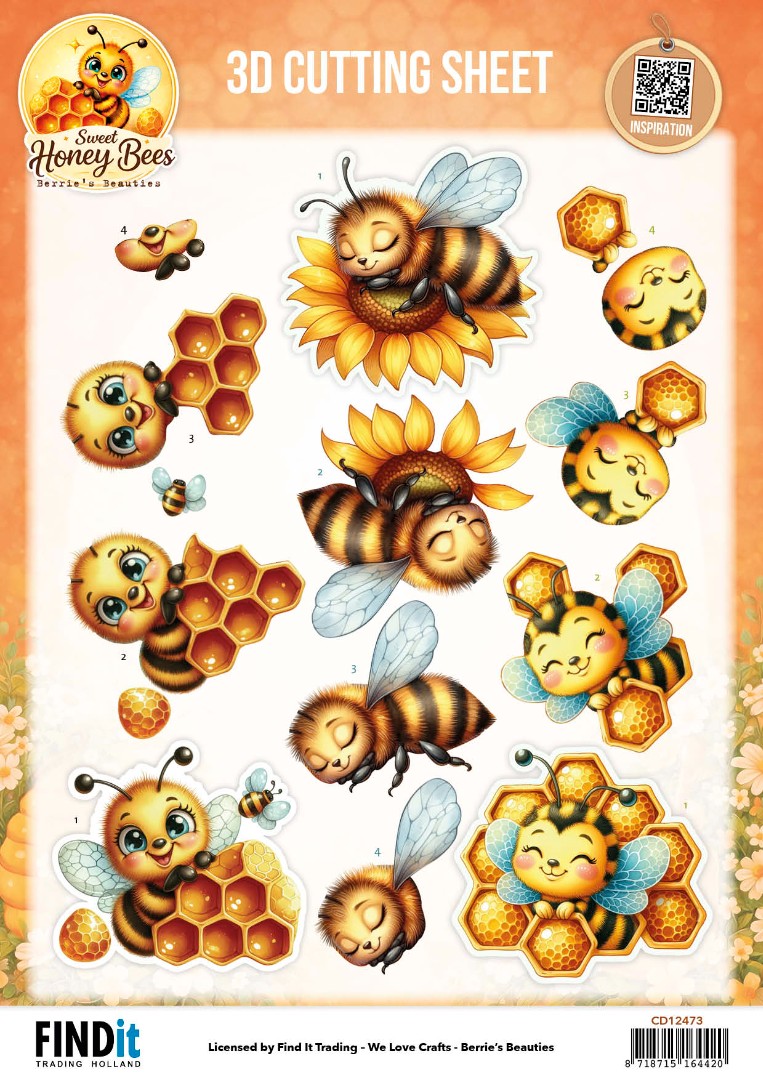 CD12473 3D Cutting Sheet - Berries Beauties - Sweet Honey Bees - Golden Garden