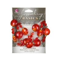 Glass Mixed Bead Strand - Red (34 cm)