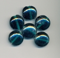 Platte ronde kraal turquoise luster 12x9mm 