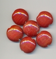 Platte ronde rode opaque kraal 12x9mm 