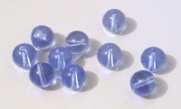 Blauwe doorzichtige ronde glaskraal 10mm 