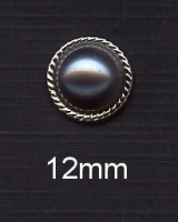 Parelmoer brads grijs met bewerkte ring 12mm - per stuk