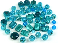 Glasmix blauwe Italian style  ± 10-21mm - 50 gram