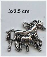 Tibetaanszilveren paard met veulen 30x25mm