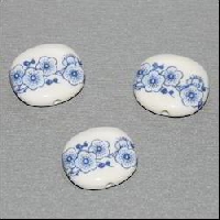 Delfts blauwe ovale platte kraal 25x30mm